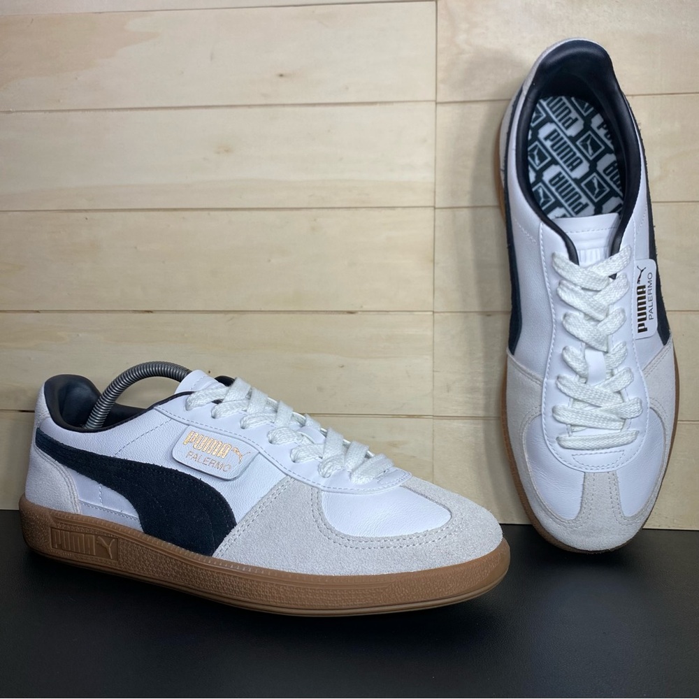 Puma Palermo Leather Sneakers Men's Size 9 Shoes White Vapor Gray Gum - Picture 11 of 11